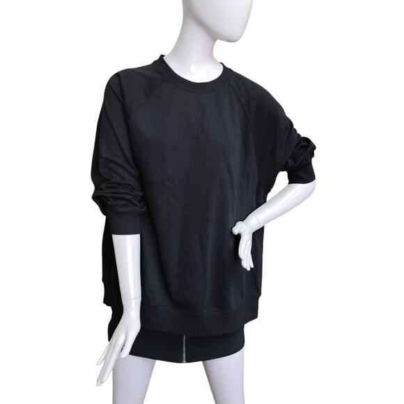Old Navy Sweatshirt Medium Oversized Black Pullover Crewneck Cotton Polyester - Picture 1 of 7